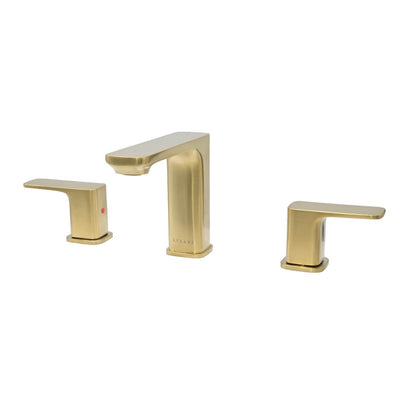 Corsica 2 Handle Widespread Brass Bathroom Faucet with drain assembly in Champagne Gold finish