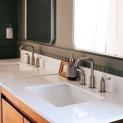 St. Lucia Widespread Bathroom Faucet with drain assembly in Brushed Nickel finish