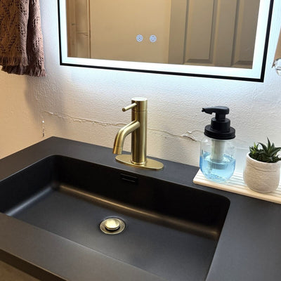 St. Lucia 1 Handle Single Hole Brass Bathroom Faucet with drain assembly in Champagne Gold finish