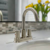St. Lucia 2 Handle Centerset Brass Bathroom Faucet with drain assembly in Brushed Nickel finish
