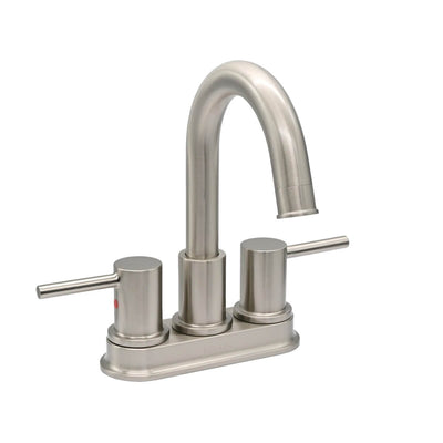 St. Lucia 2 Handle Centerset Brass Bathroom Faucet with drain assembly in Brushed Nickel finish