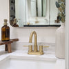 St. Lucia 2 Handle Centerset Brass Bathroom Faucet with drain assembly in Champagne Gold finish