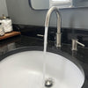 St. Lucia 2 Handle 3 Hole Widespread Brass Bathroom Faucet with drain assembly in Brushed Nickel finish