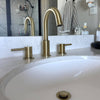 St. Lucia 2 Handle 3 Hole Widespread Brass Bathroom Faucet with drain assembly in Champagne Gold finish
