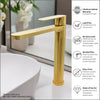 Yasawa Stainless Steel 1 Handle Vessel Sink Bathroom Faucet with drain assembly in Brushed Gold finish