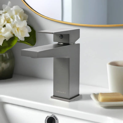 Boracay 1 Handle Single Hole Brass Bathroom Faucet with drain assembly in Gun Metal finish