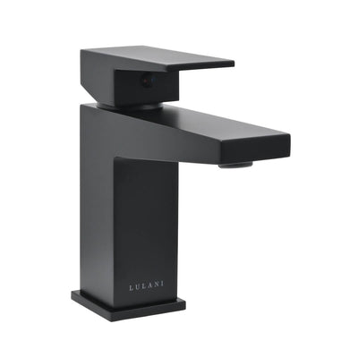 Boracay 1 Handle Single Hole Brass Bathroom Faucet with drain assembly in Matte Black finish