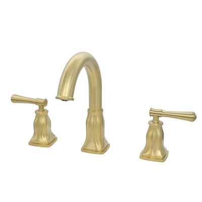 Aurora 2 Handle Widespread Brass Bathroom Faucet with drain assembly in Champagne Gold finish