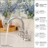 Aurora 2 Handle Widespread Brass Bathroom Faucet with drain assembly in Chrome finish