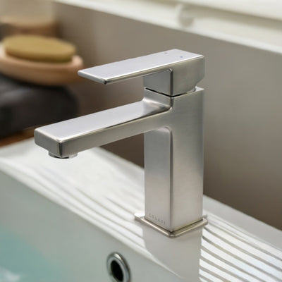 Open Box - Capri, Single Handle Bathroom Faucet with Drain Assembly in Brushed Nickel finish