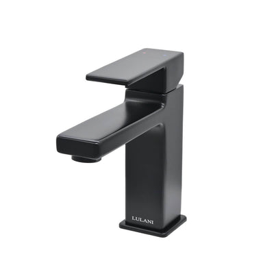 Capri 1 Handle Single Hole Brass Bathroom Faucet with drain assembly in Matte Black finish