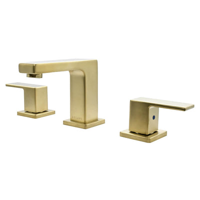 Capri 2 Handle 3 Hole Widespread Brass Bathroom Faucet with drain assembly in Champagne Gold finish