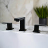 Capri 2 Handle 3 Hole Widespread Brass Bathroom Faucet with drain assembly in Matte Black finish