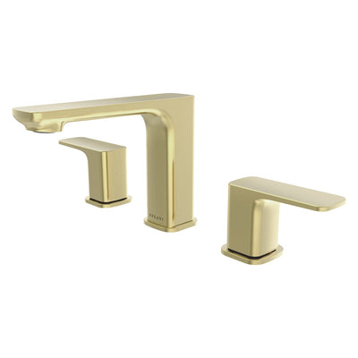 Open Box - Corsica, Widespread Bathroom Faucet with Drain Assembly Champagne Gold