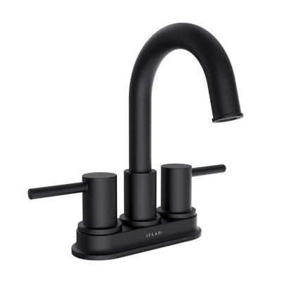 Open Box - St. Lucia, Centerset Bathroom Faucet with Drain Assembly in Matte Black finish