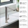 Cebu Stainless Steel 1 Handle Swivel Kitchen Faucet with Baseplate in Brushed Stainless finish