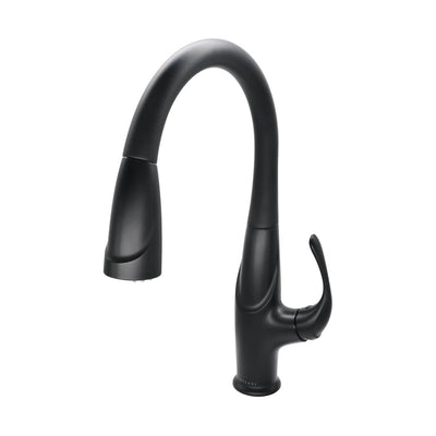 Kauai 1 Handle Swivel Pull-Down Kitchen Faucet Includes Baseplate in Matte Black finish