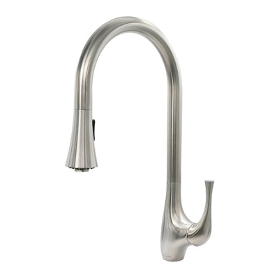 Yasawa Stainless Steel 1 Handle Pull-Down Swivel Kitchen Faucet Includes Baseplate in Brushed Stainless finish