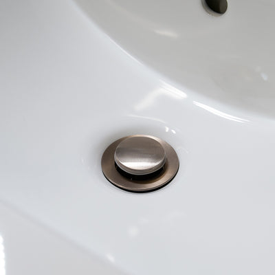 Bathroom sink pop-up drain without overflow in Brushed Nickel finish