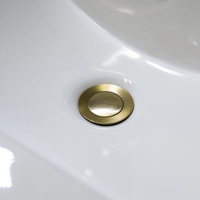 Bathroom sink pop-up drain without overflow in Champagne Gold finish