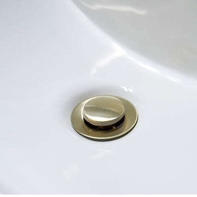 Bathroom sink pop-up drain without overflow in Champagne Gold finish
