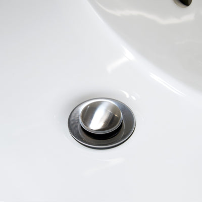 Bathroom sink pop-up drain without overflow Chrome