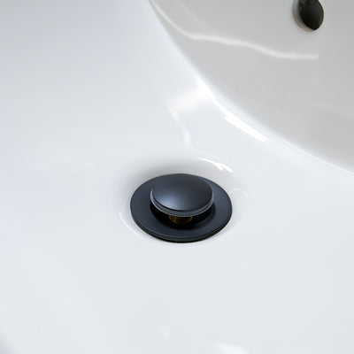 Bathroom sink pop-up drain without overflow in Matte Black finish
