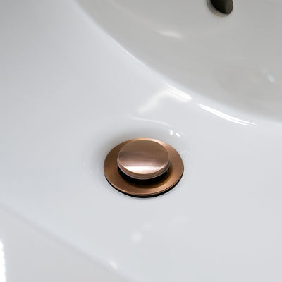 Bathroom sink pop-up drain without overflow in Rose Gold finish