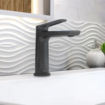Ibiza 1 handle single hole Bathroom Faucet with drain assembly in Gun Metal finish