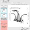 Kauai 2 Handle Centerset Brass Bathroom Faucet with drain assembly in Brushed Nickel finish