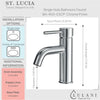 St. Lucia 1 Handle Single Hole Brass Bathroom Faucet with drain assembly in Chrome finish
