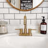 St. Lucia 2 Handle Centerset Brass Bathroom Faucet with drain assembly in Champagne Gold finish