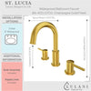 St. Lucia 2 Handle 3 Hole Widespread Brass Bathroom Faucet with drain assembly in Champagne Gold finish
