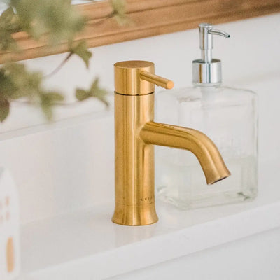 Brushed Gold Aruba - Single Hole Stainless Steel Bathroom Faucet with drain assembly