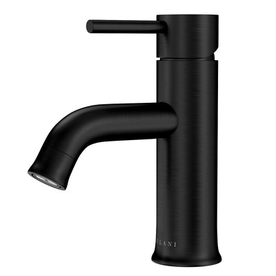 Open Box - Aruba, Single Handle Bathroom Faucet with Drain Assembly Steel Black