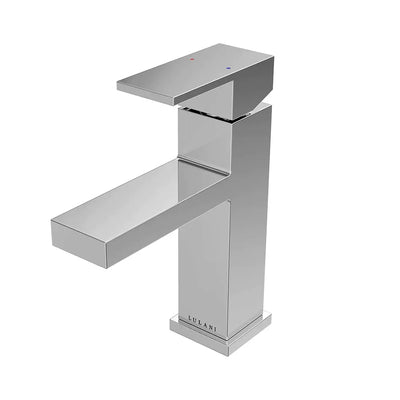 open box lulani santorini single handle bathroom faucet with drain assembly in Brushed Stainless