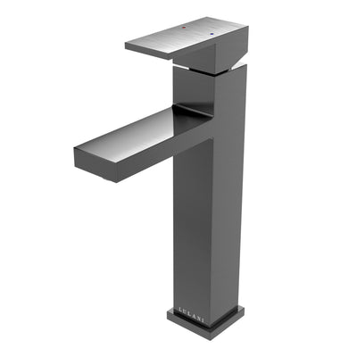 Santorini - Stainless Steel Vessel Bathroom Faucet with drain assembly in Gun Metal finish