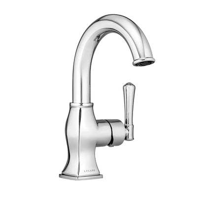 Aurora 1 Handle Single Hole Brass Bathroom Faucet with drain assembly in Chrome finish
