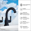 Aurora 1 Handle Single Hole Brass Bathroom Faucet with drain assembly in Matte Black finish