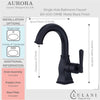Aurora 1 Handle Single Hole Brass Bathroom Faucet with drain assembly in Matte Black finish