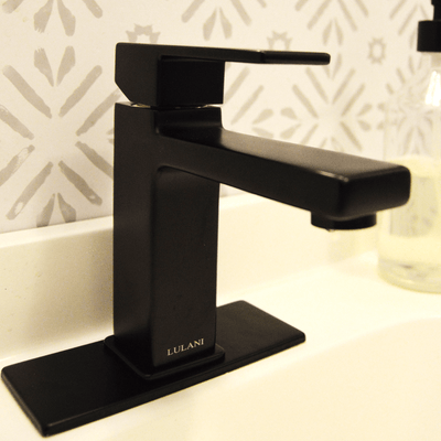 Capri 1 Handle Single Hole Brass Bathroom Faucet with drain assembly in Matte Black finish