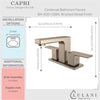 Capri 2 Handle 3 Hole Centerset Brass Bathroom Faucet with drain assembly in Brushed Nickel finish