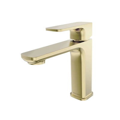 Corsica 1 Handle Single Hole Brass Bathroom Faucet with drain assembly in Champagne Gold finish