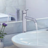 St. Lucia - Vessel Height Bathroom Faucet with drain assembly in Brushed Nickel