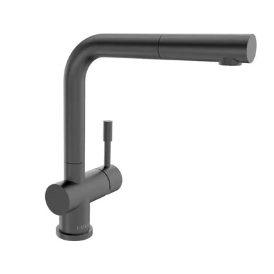 Nassau Stainless Steel 1 Handle Pull-Out Swivel Kitchen Faucet with PVD Finish Includes Baseplate in Gun Metal finish