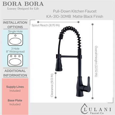 Bora Bora - Pull-Down Kitchen Faucet Matte Black