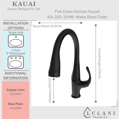 Kauai - Pull-Down Kitchen Faucet Matte Black