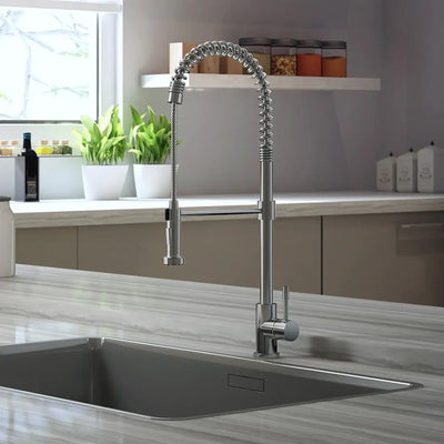Soneva - High Arc Semi-Professional Kitchen Faucet in Brushed Stainless finish