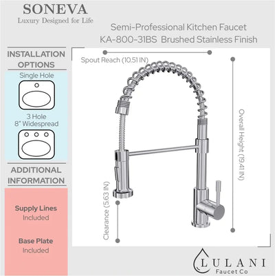 Soneva - Stainless Steel Semi-Professional Kitchen Faucet